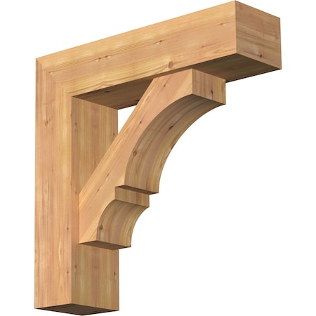 Ekena Millwork Balboa Block Smooth Bracket w/ Offset Brace, Western Red Cedar, 7 1/2"W x 28"D x 28"H BKT0806X28X28BOA05SWR